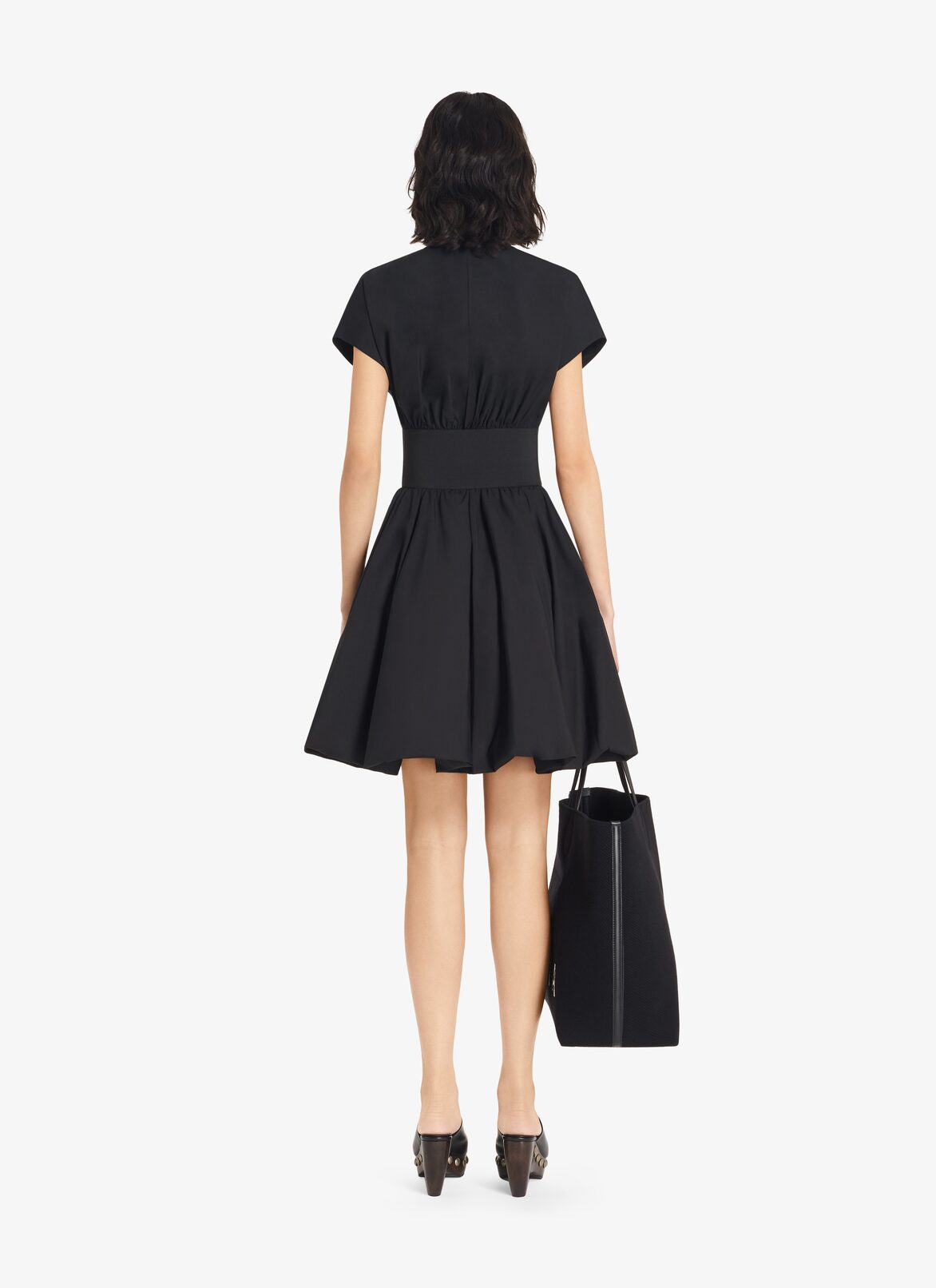Belted japanese poplin Dress ALAÏA BLACK BELTED JAPANESE POPLIN DRESS